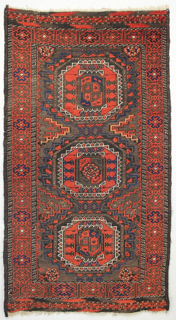 Baluch Rug: Baluch Rug with Central Asian design, late 19th century, Northeast Persia, 2-10 x 5-6 ft.