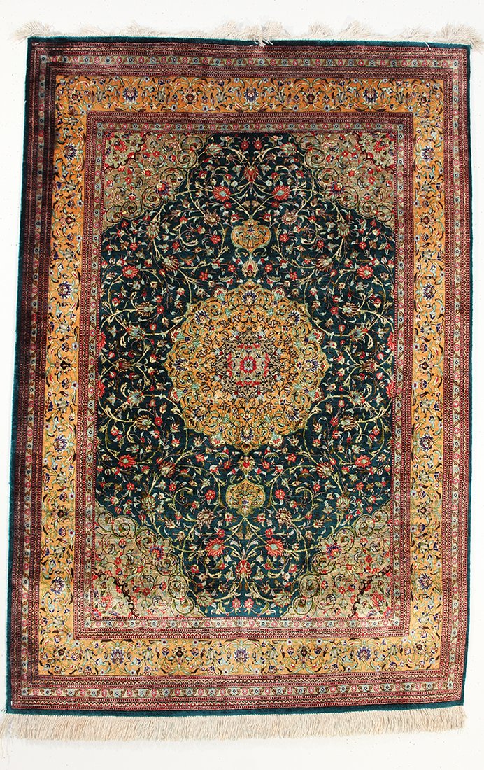 Silk Qum Persian rug (1 of 7)
