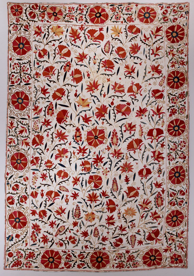 Bokhara Suzani: Uzbekistan; Central Asia; Circa 1880; 4ft. 11in. x 7ft. 4in. Condition: Excellent