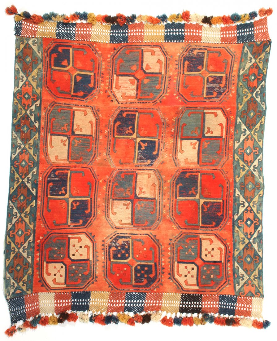 Uzbek Wool Embroidery: Uzbekistan; Central Asia; 2nd half 19th century; 5-0 x 5-6 ft. VERY RARE