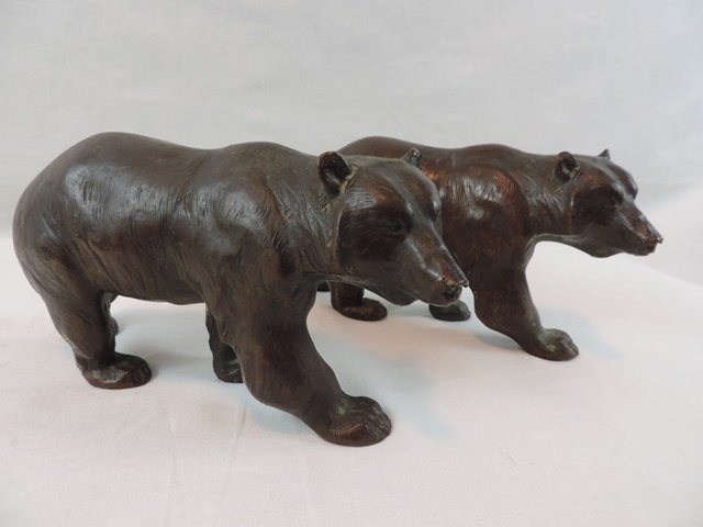 LOUIS PAUL JONAS BRONZE C. 1931: Louis Paul Jonas (American, 1894-1971) BEAR BOOK END SET 1931; Bronze; Signed and dated "LOUIS.JONAS Sc / (c)Z.A.1931