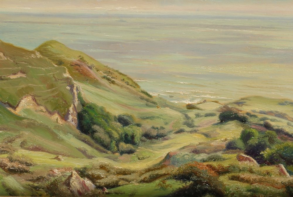 CHARLES ERNEST BUTLER (1864-1918) 'Near Niton, Isle of : CHARLES ERNEST BUTLER (1864-1918) 'Near Niton, Isle of Wight', oil on board, 7" x 10"