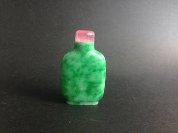 A Qing Dynasty Imperial Jadeite Snuff Bottle