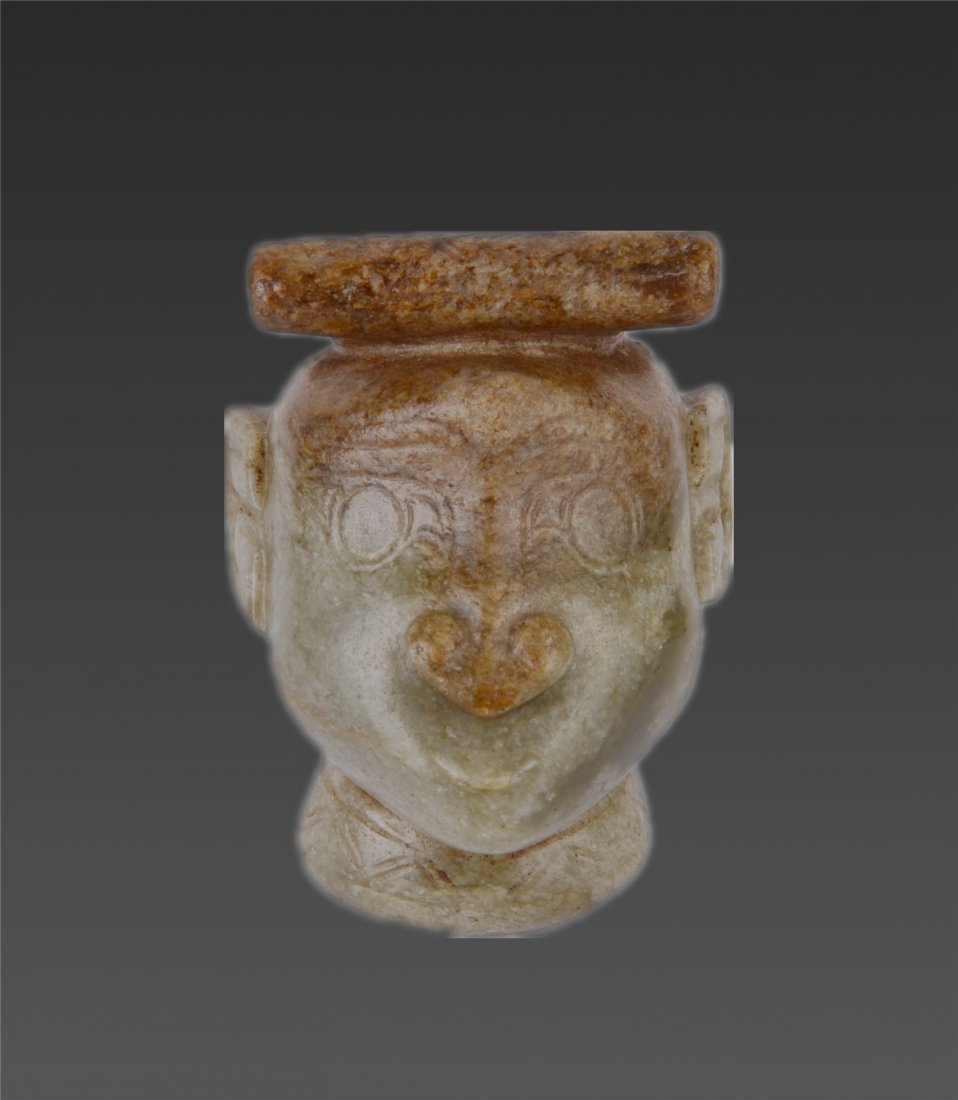 Celadon Jade Carving Of Human Head