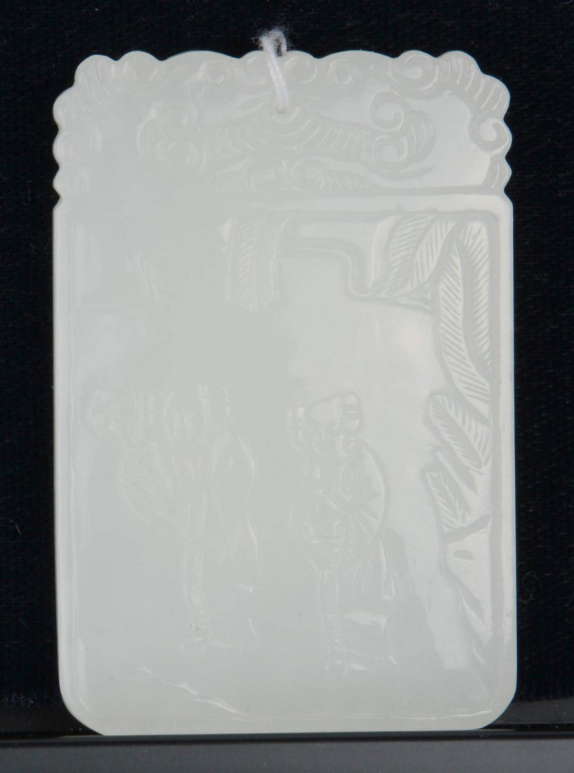 JADE PLAQUE: 58、軟玉人物故事牌 6×4CM 45g