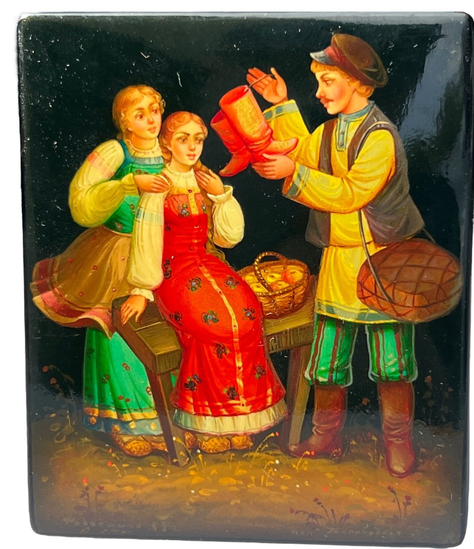 VINTAGE RUSSIAN SOVIET HAND PAINTED LACQUERED WOODEN BOX SIGNED FEDOSKINO (1 of 12)