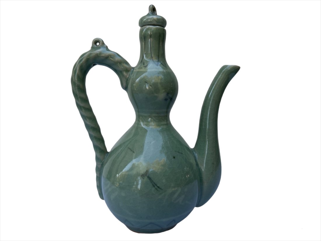 VINTAGE KOREAN CELADON TEA POT CRANE DESIGNED (1 of 9)