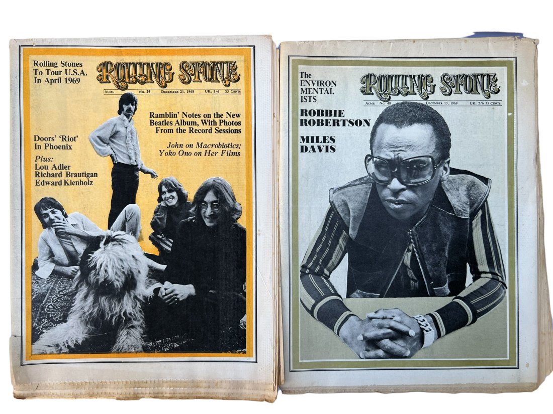vintage magazine Rolling Stone, August 11 1977 and Issue #48 Miles Davis Robbie Robertson Mick (1 of 3)