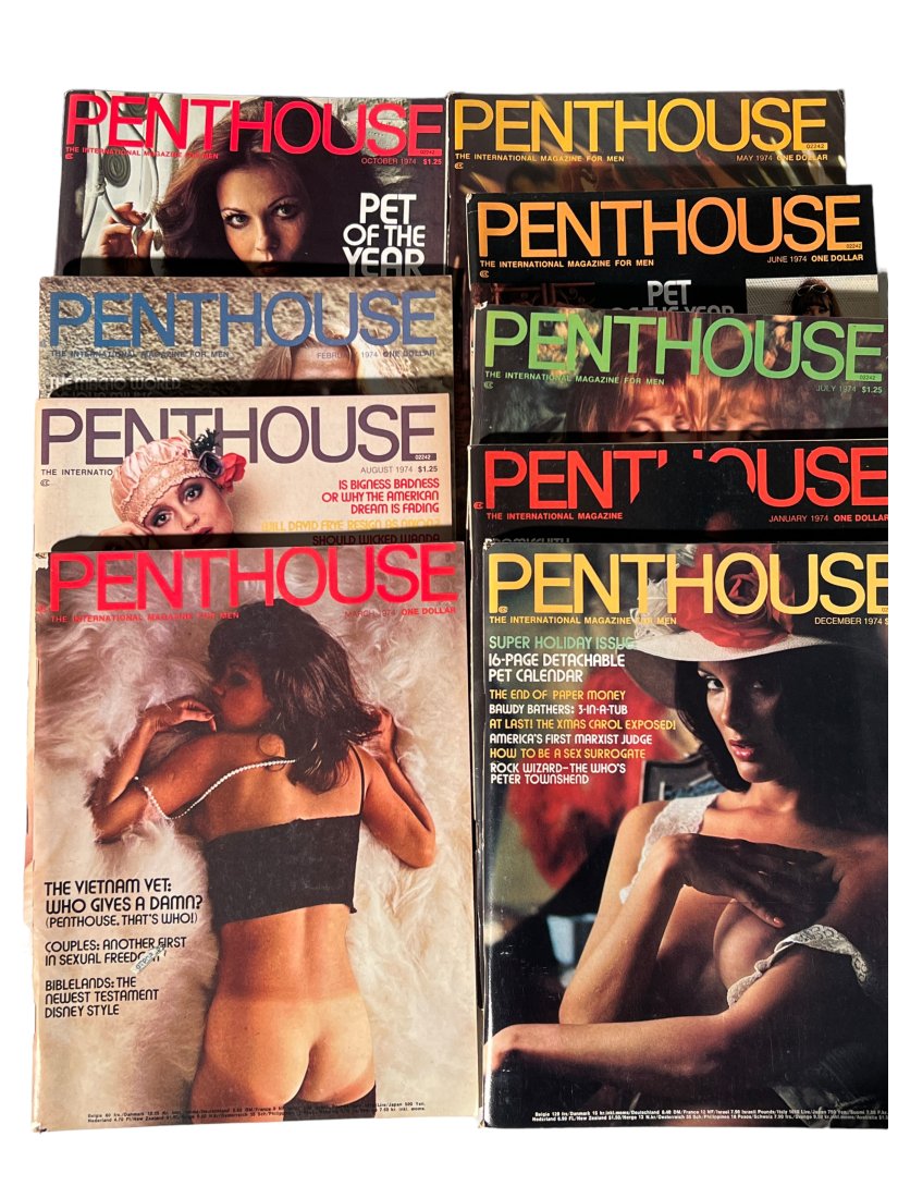 SET OF 9 Penthouse Adult Magazine 1974: SET OF 9 Penthouse Adult Magazine 1974