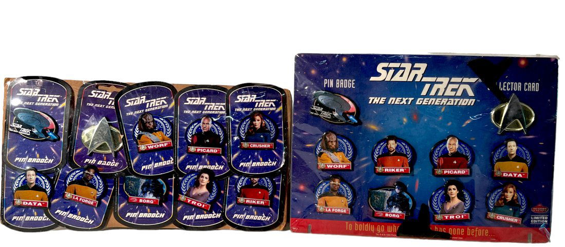 LOT OF 2 VINTAGE Star Trek The Next Generation  Pin Brooch NEW IN BOX (1 of 6)