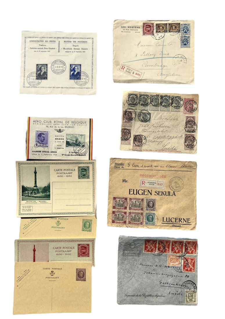 SET OF BELGIAN POSTAGE STAMPS AND CARDS (1 of 7)