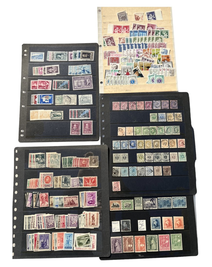 SET OF US AND BELGIAN POSTAGE STAMPS: SET OF BELGIAN POSTAGE STAMPS