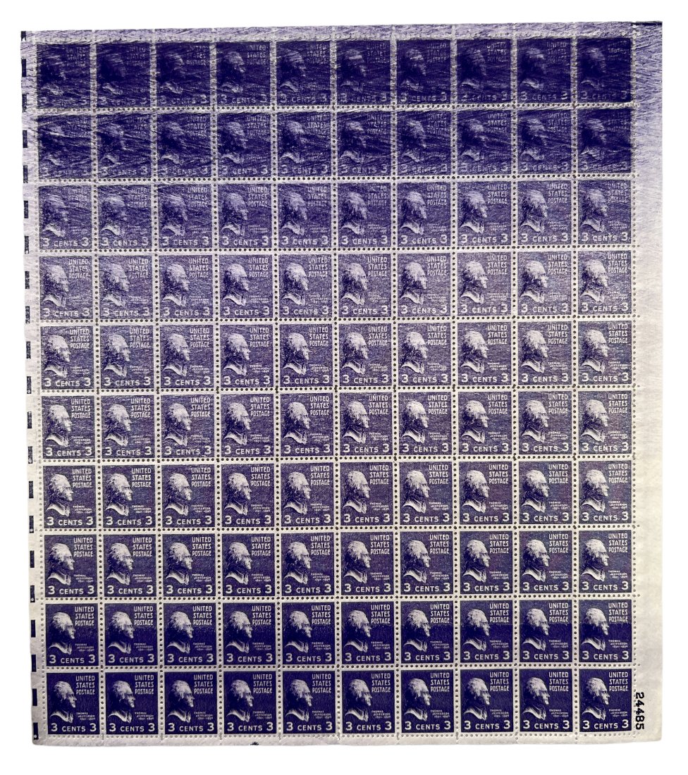 SET OF RARE US POSTAGE STAMPS Thomas Jefferson FULL SHEET ERROR (1 of 10)