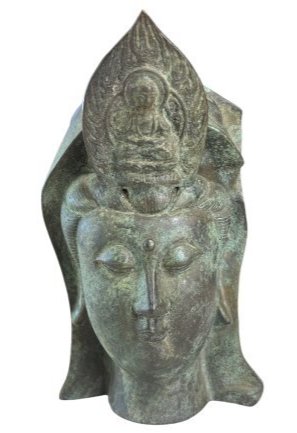LARGE CHINESE BRONZE BUDDHA HEAD (1 of 7)