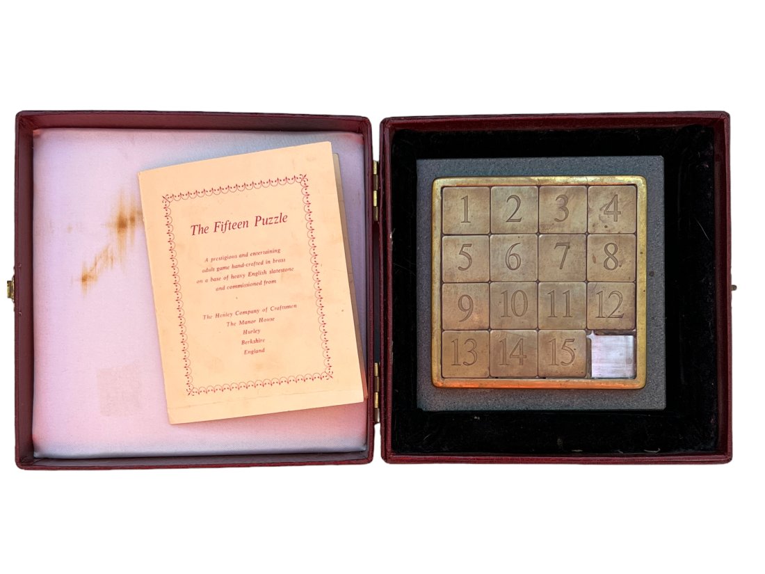 VINTAGE Rare Large Solid Brass 15 Slide Puzzle Henley Co England (1 of 4)