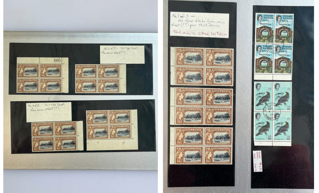 SET OF BRITISH TRINIDAD & TOBAGO STAMPS  BLOCKS (1 of 7)