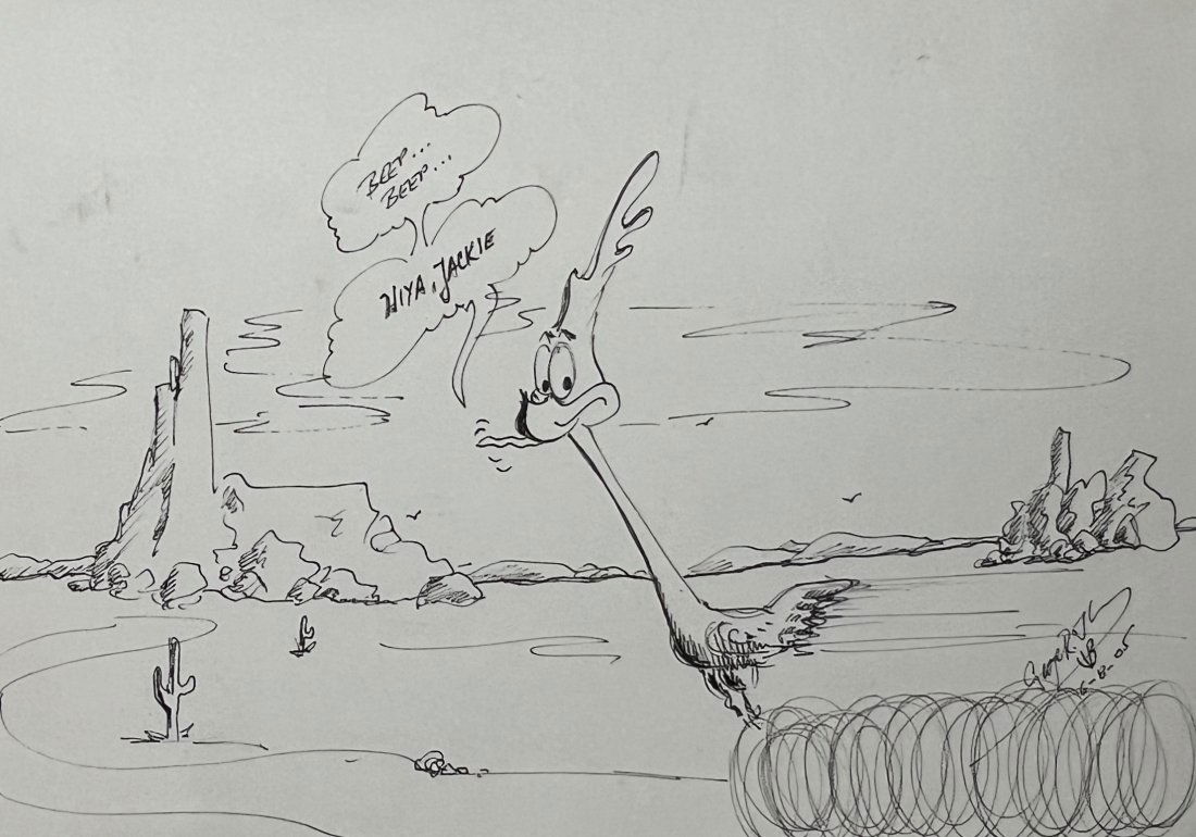 Road Runner Hand Drawing on Pencil on Paper Warner Brothers Artist Signed Animation: Road Runner Drawing pencil on paper Warner Brothers artist signed cartoon 9" by 12" inches