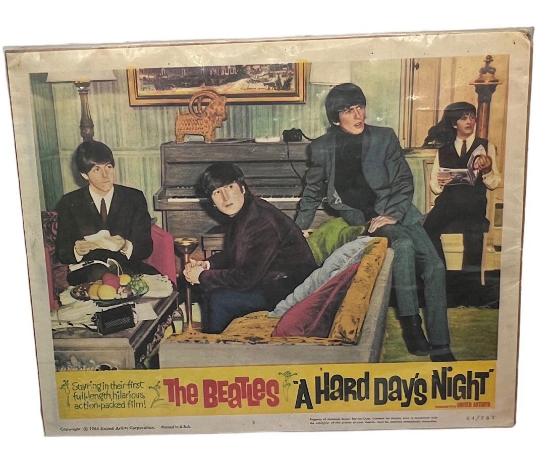 A HARD DAYS NIGHT THE BEATLES IN HOTEL ROOM 1964 LOBBY CARD (1 of 5)