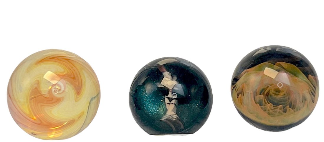 SET OF 3 VINTAGE GLASS MARBLE (1 of 10)