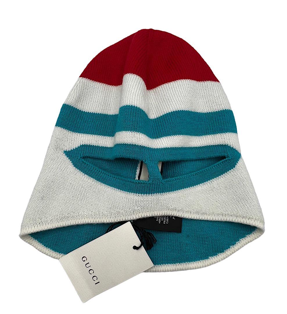 GUCCI White And Blue Peruth Balaclava In 9069 Wht/sk Beanie Mask (1 of 1)