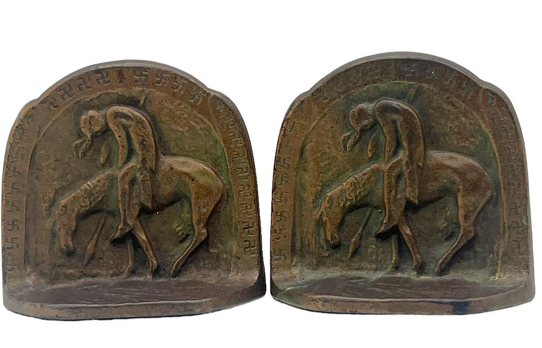 VINTAGE 1928 CAST IRON THE LAST TRAIL BOOKENDS SET OF TWO (1 of 6)