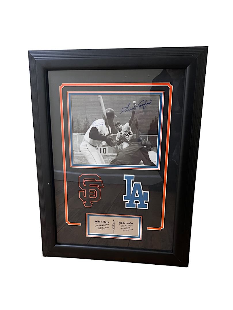 WILLIE MAYS SANDY KOUFAX SIGNED PLAQUE WITH COA (1 of 5)
