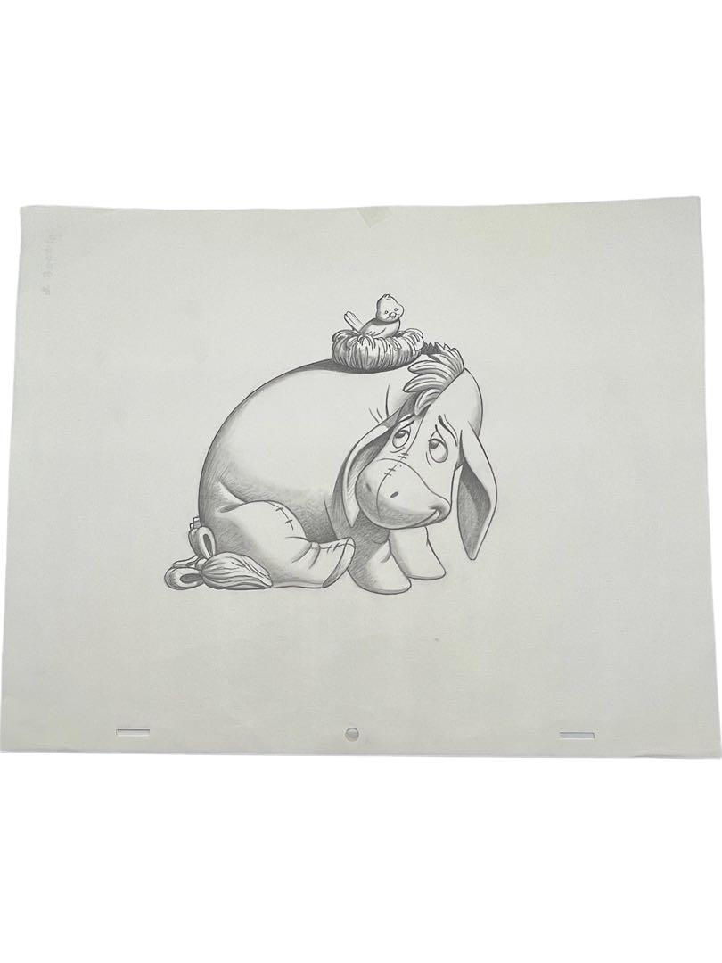 ORIGINAL RARE DISNEY WINNIE THE POOH EEYORE GLOOMY ANIMATION PENCIL DRAWING PRODUCTION SKETCH: ORIGINAL RARE DISNEY WINNIE THE POOH EEYORE GLOOMY ANIMATION PENCIL DRAWING PRODUCTION SKETCH