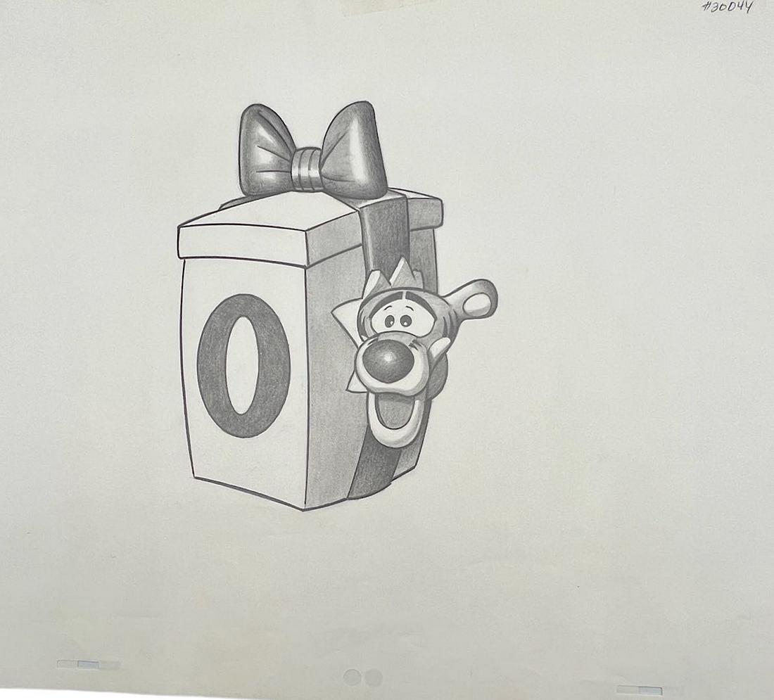 ORIGINAL RARE DISNEY WINNIE THE POOH TIGGER ANIMATION PENCIL DRAWING PRODUCTION SKETCH (1 of 2)