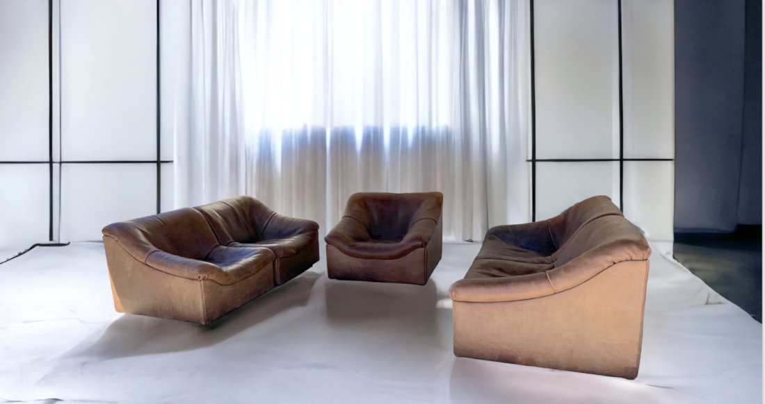 CY MANN  VINTAGE MID CENTURY MODERN LEATHER CHAIR SET (1 of 9)