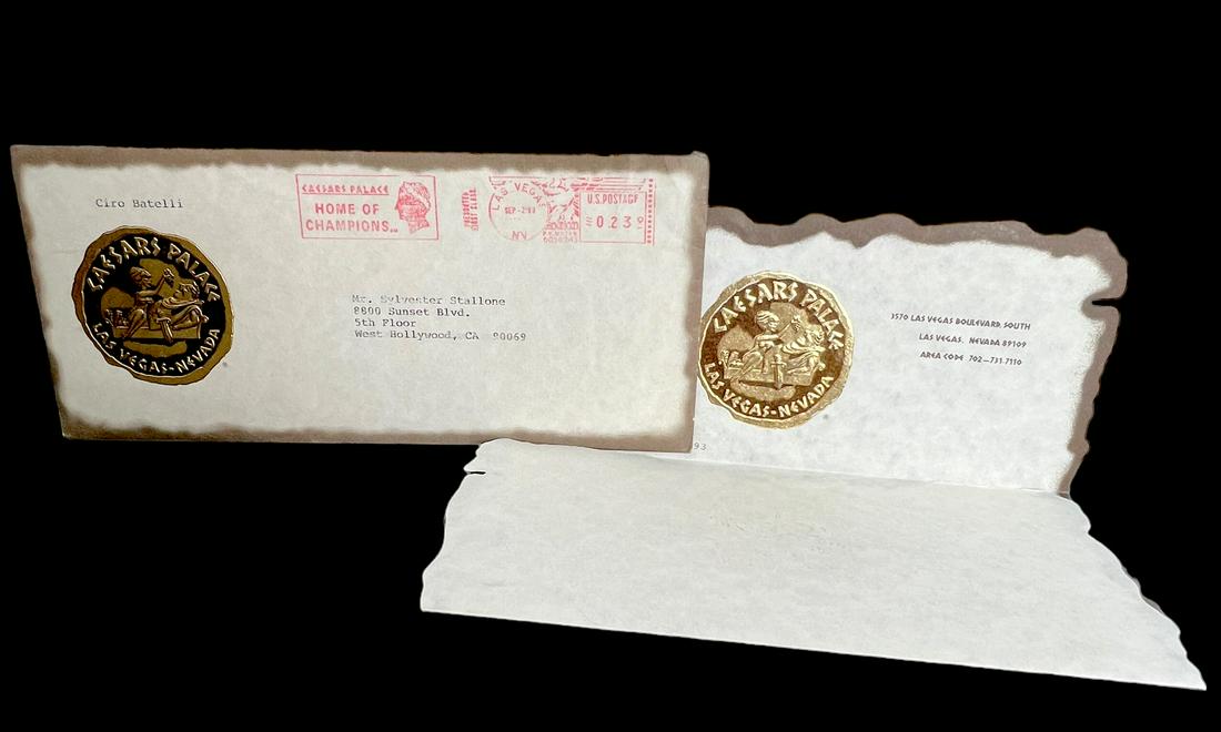 Letter to Sylvester Stallone from Caesars palace Las Vegas: Letter to movie actor Sylvester Stallone from Caesars Palace Las Vegas