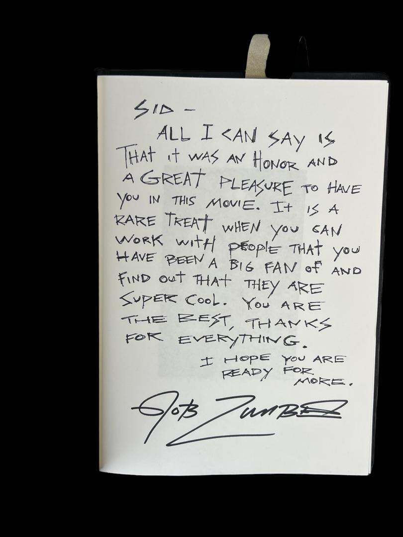 Rob Zombie signed script note to Sid Haig House of thousand corpses (1 of 5)