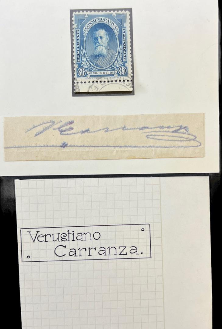 Verustiano Carranza president of Mexico, assassinated cut signature, autograph and stamp (1 of 3)