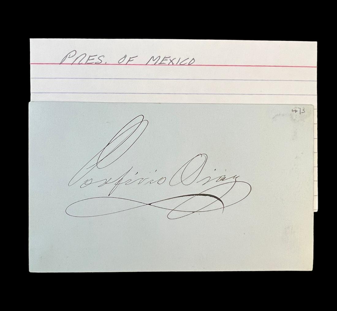 President of Mexico Porfirio Diaz signature autograph on card: President of Mexico Porfirio Diaz signature autograph on card