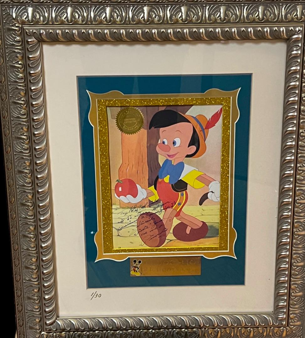 Pinocchio first book page signed Dickie Jones the voice of Pinocchio with LOA 1/30 (1 of 16)