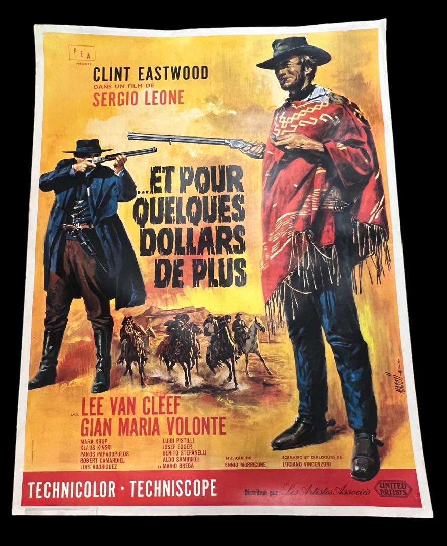 Clinton Eastwood For a Few Dollars More French Linen Backed Poster 63" x 48": Clinton Eastwood For a Few Dollars More French Linen Backed Poster 63" x 48" including linen