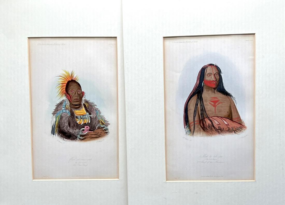 1855 George Catlin Handcoloured lithograph Native American Warriors pair of 2 (1 of 6)