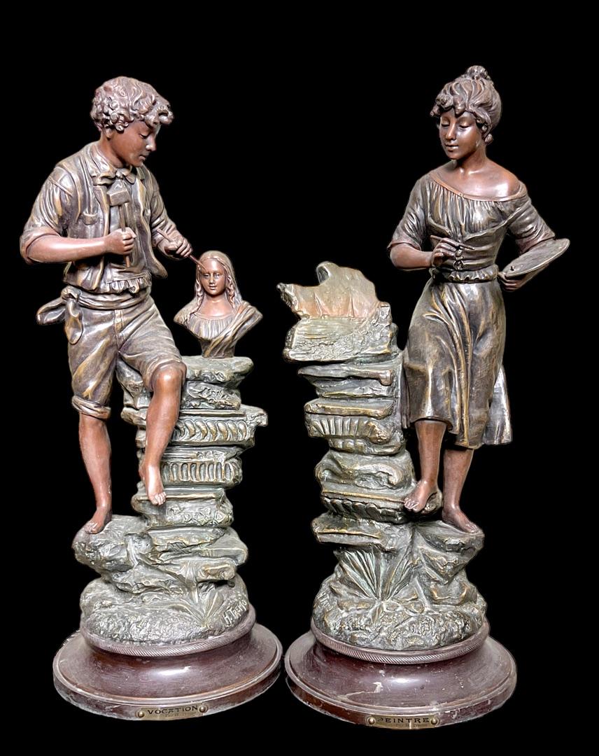 Bronze Statue pair signed H.Tremo  24" in (1 of 11)