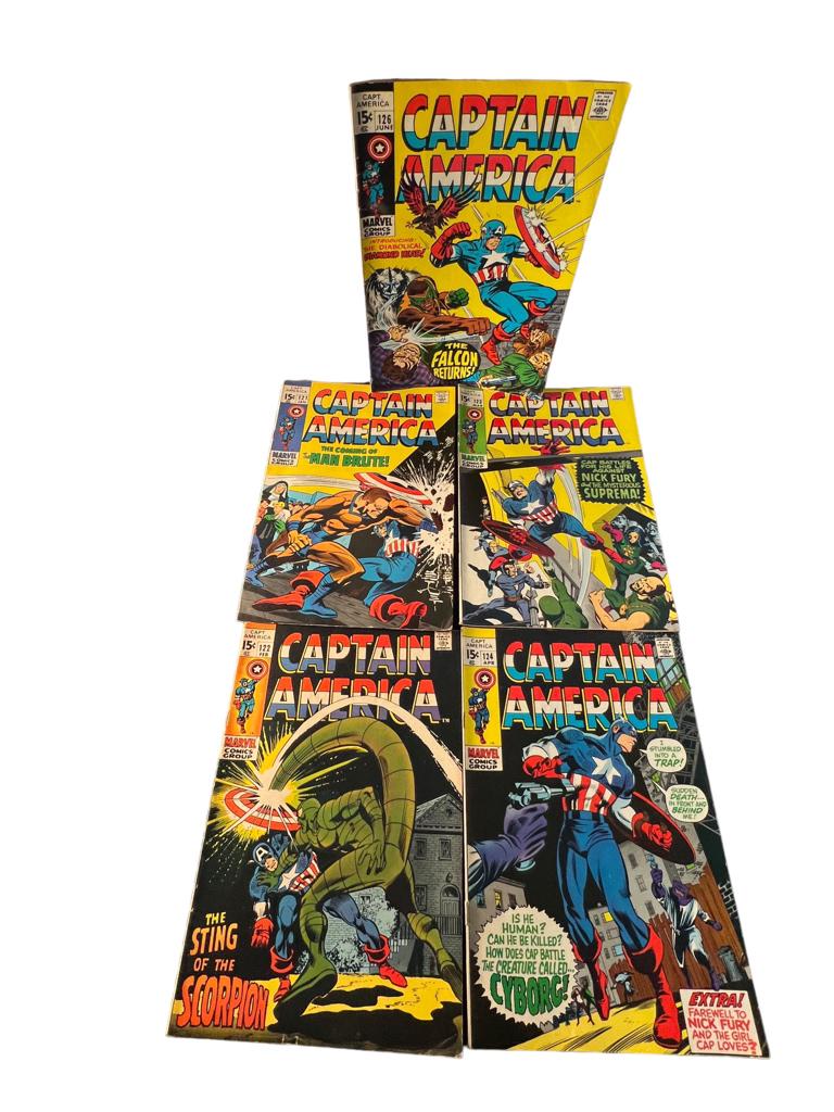 Vintage comic book collection lot Captain America, 121, 122, 123, 124, 126 (1 of 5)