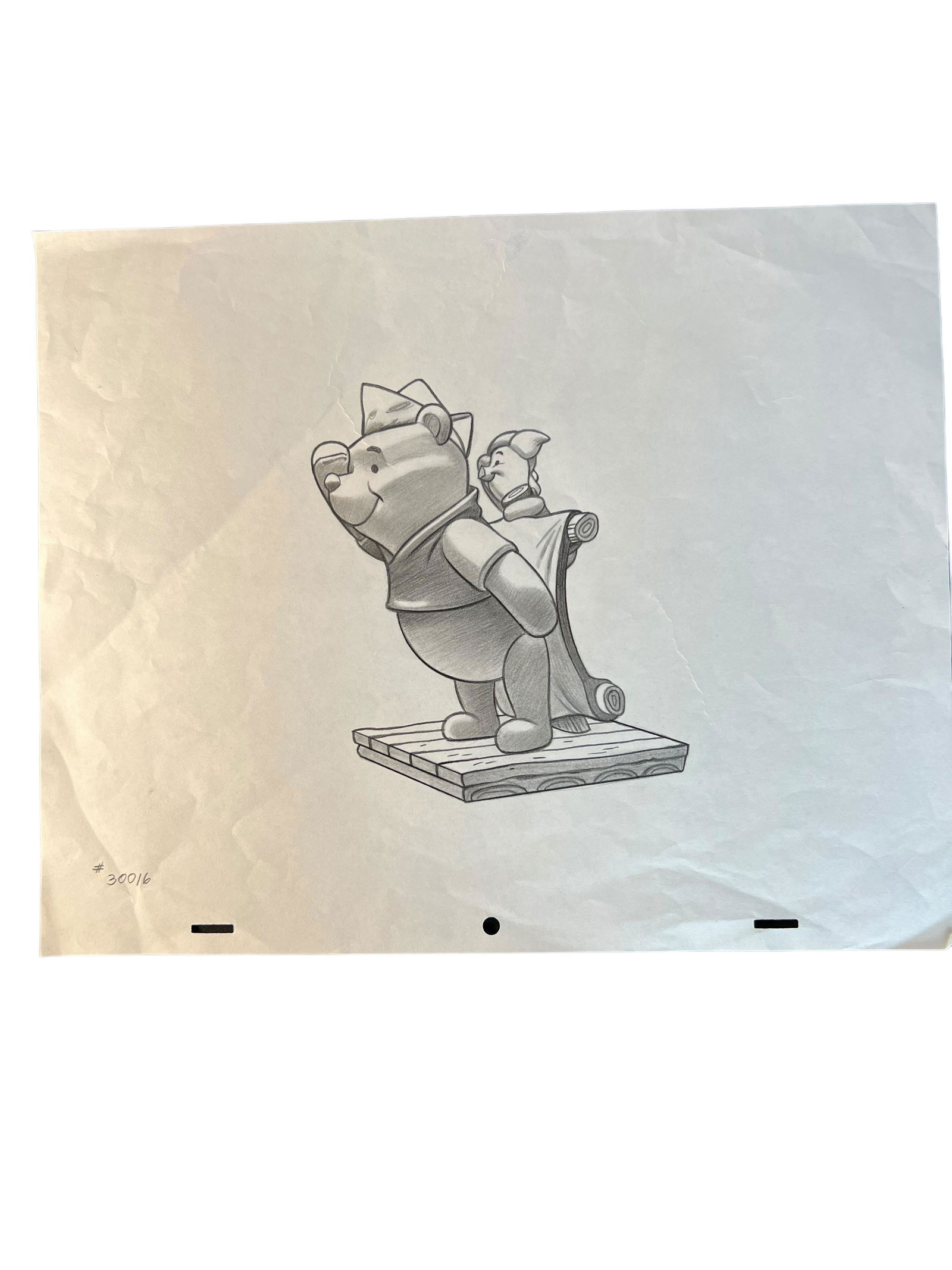 Original Disney Winnie the Pooh Bear Piglet pencil drawing production sketch 17 x 10 1/2 (1 of 1)