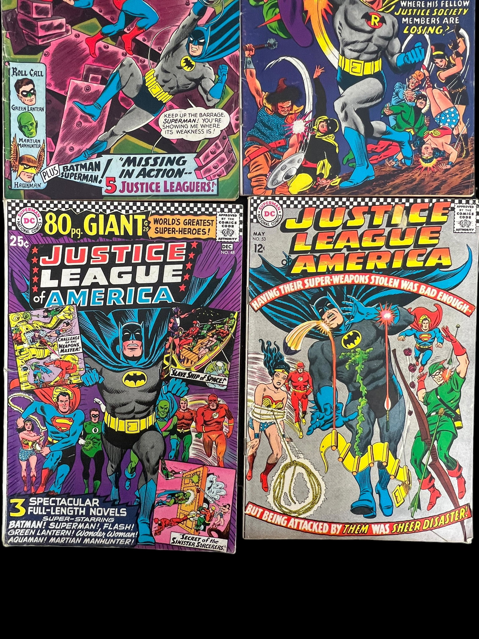 Vintage comic book collection lot justice league of America 48,52, 53,55 (1 of 3)