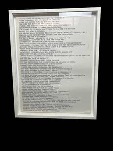 Jenny Holzer Truism Lithograph Stamped and dated 1978: Jenny Holzer Truism Lithograph Stamped and dated 1978 on bottom right 20 1/2" x 24 1/2" including frame