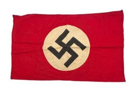 WWII nazi German three-piece flag: WWII nazi German three-piece flag 17" x 11". PLEASE NOTE: Los Angeles Estate Auction, as the seller of War memorabilia, would like to emphasize that these items are sold as historical artifacts and co
