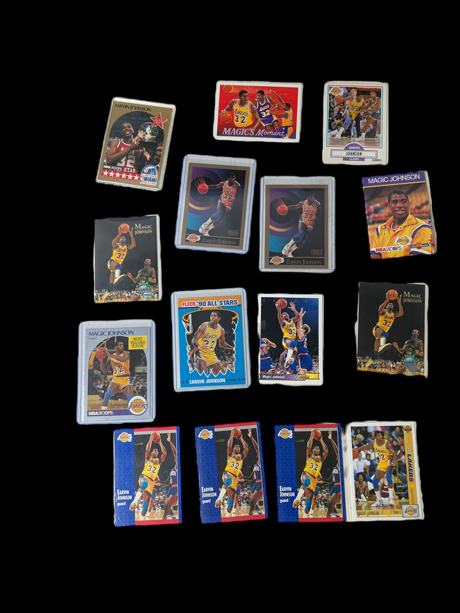 Magic Johnson NBA basketball sports card collection 15 cards (1 of 6)