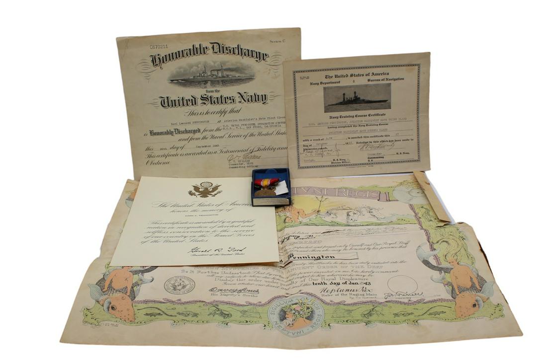 WWII U.S. Navy Epherma Discharge Papers Medal (1 of 11)
