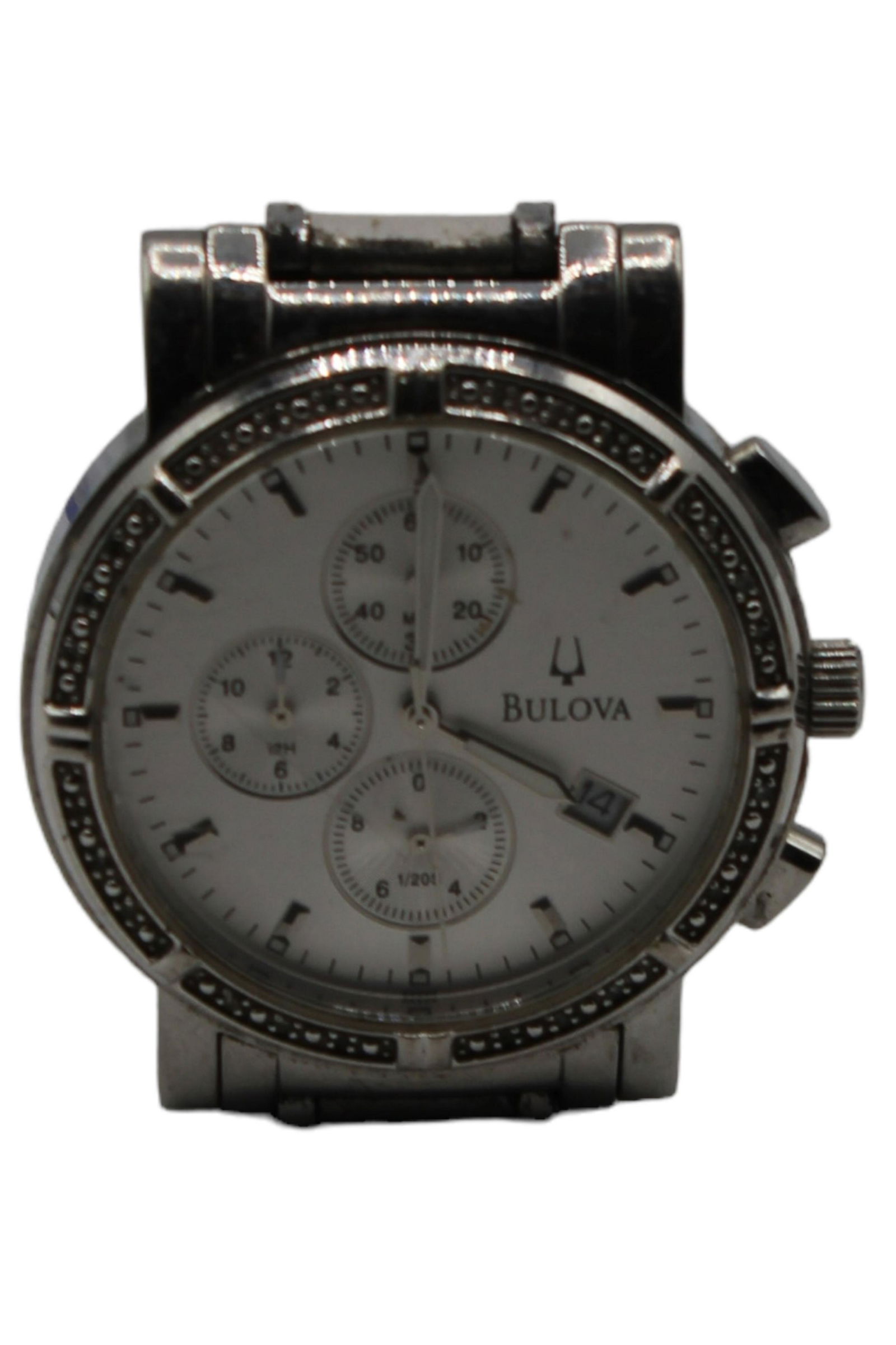 Bulova diamond stainless steel quartz wristwatch (1 of 3)