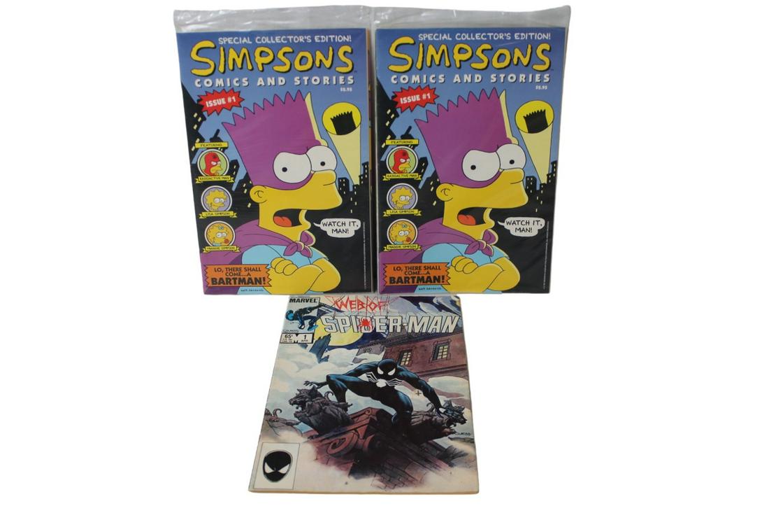 The Simpsons # 1 web of Spider-Man #1 vintage comic book lot 3 books (1 of 6)