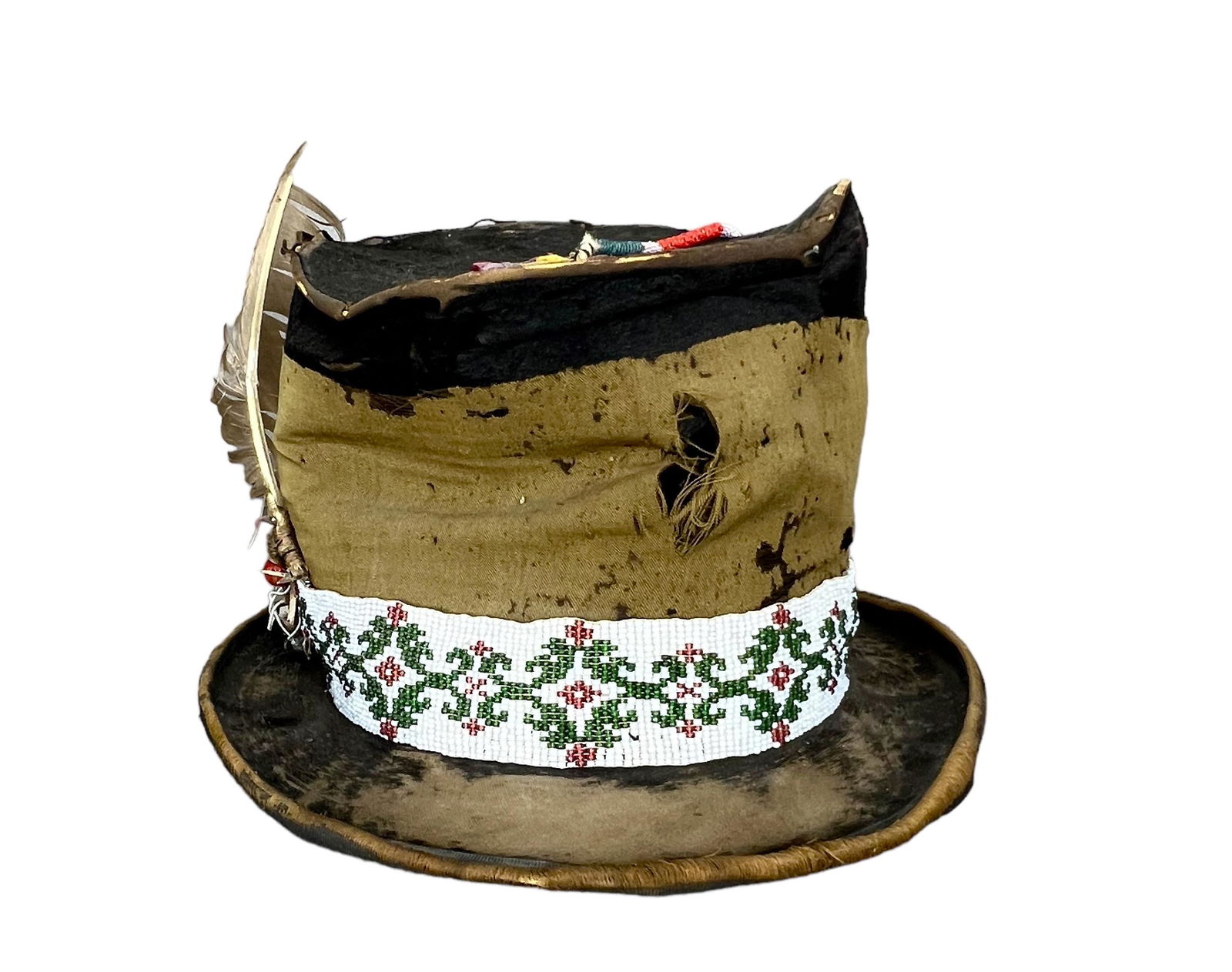 Antique Native American Indian beaded top hat (1 of 9)