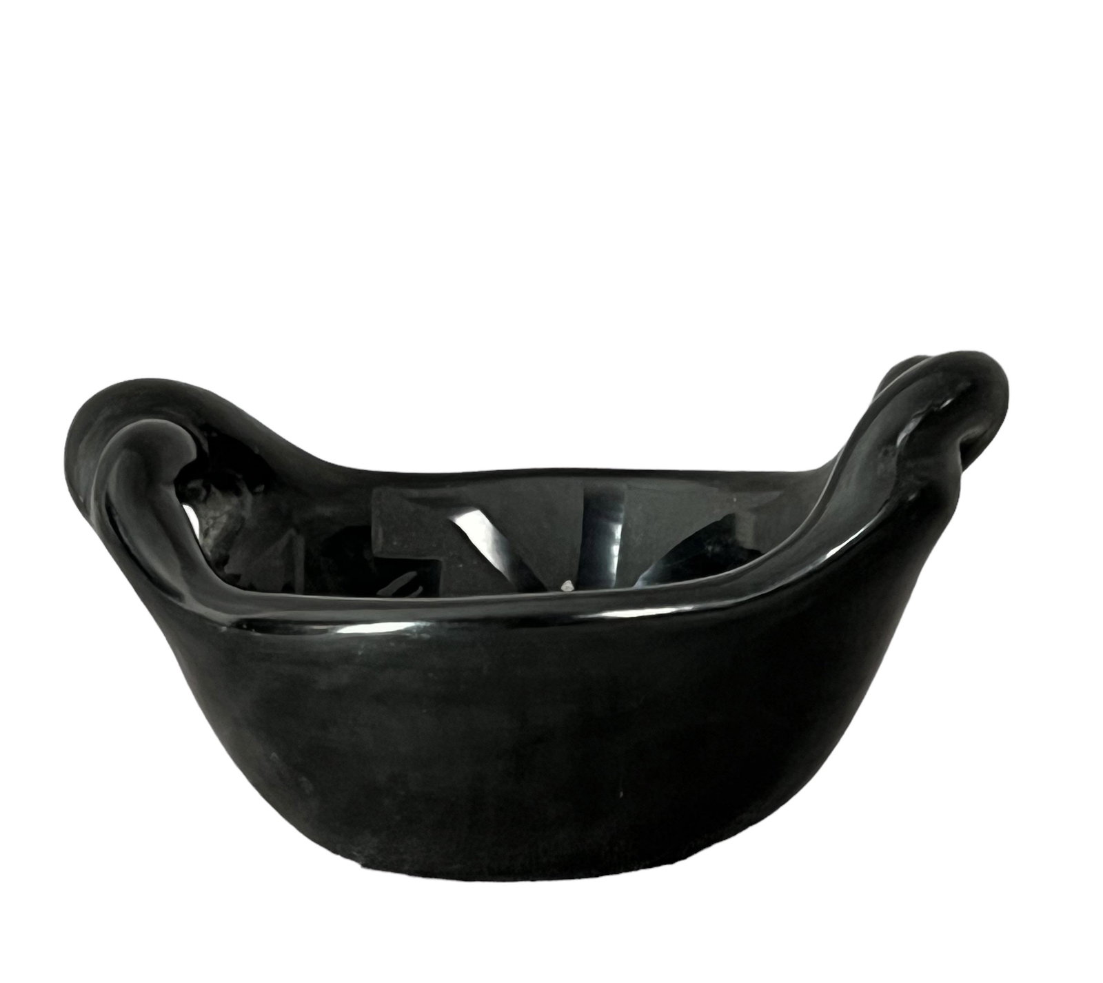 Native American Indian blackware pottery basket: Native American Indian blackware pottery basket Close to 5 inches in diameter 2 1/2 inches height