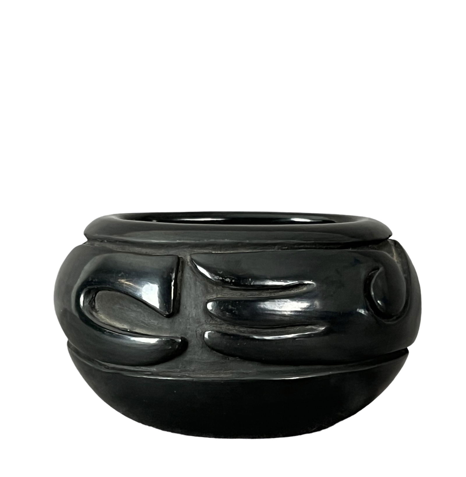 Native American blackware pottery vase signed on bottom (1 of 6)