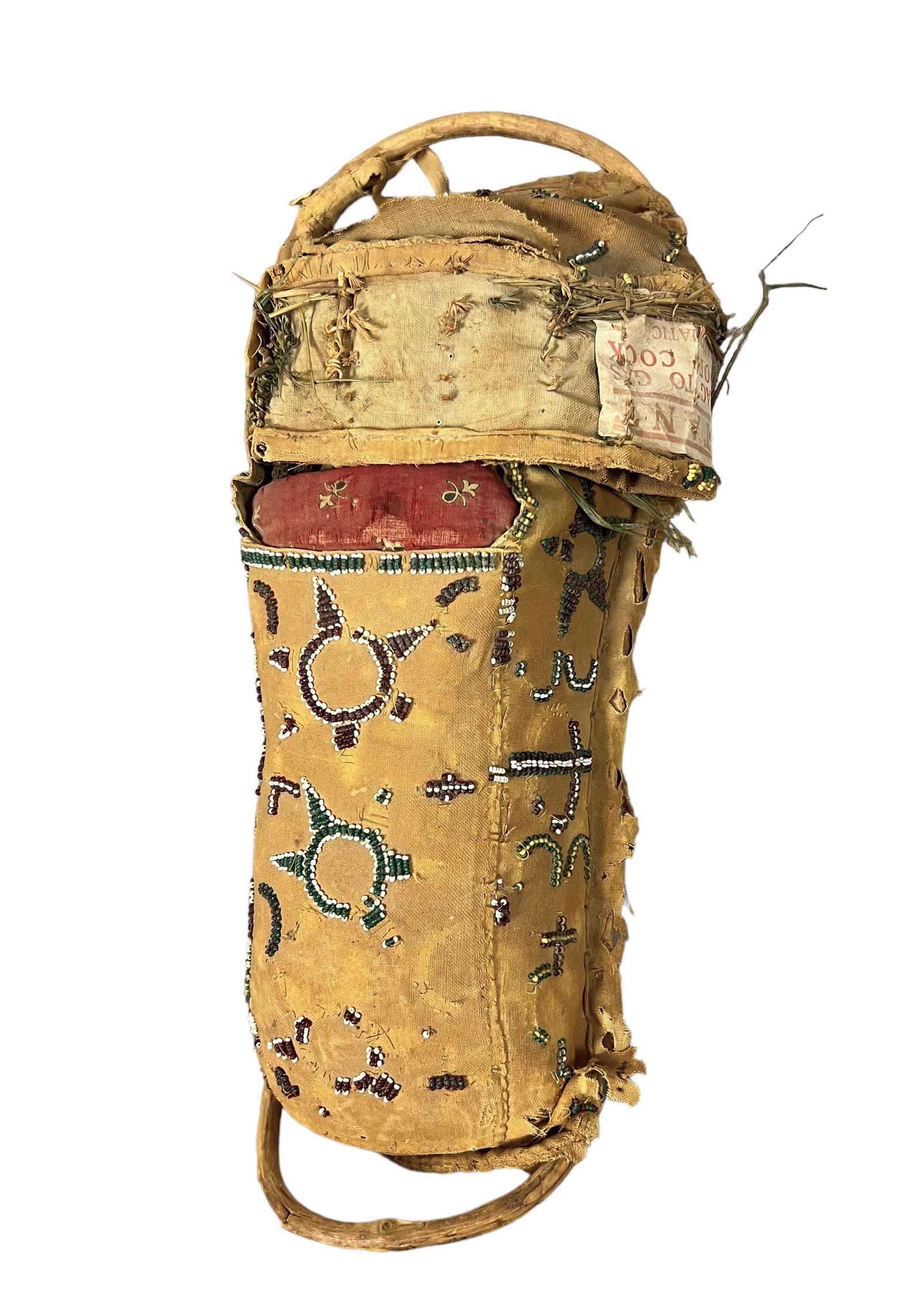 Antique rare Native American beaded Papoose with doll (1 of 7)